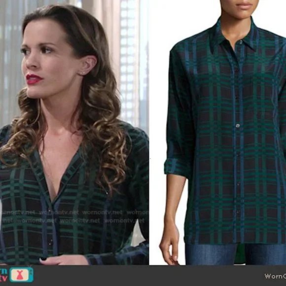 Equipment Women's Adalyn 100% Silk Shirt Blouse Black Ink Multi Camp V Collar S - Picture 2 of 14